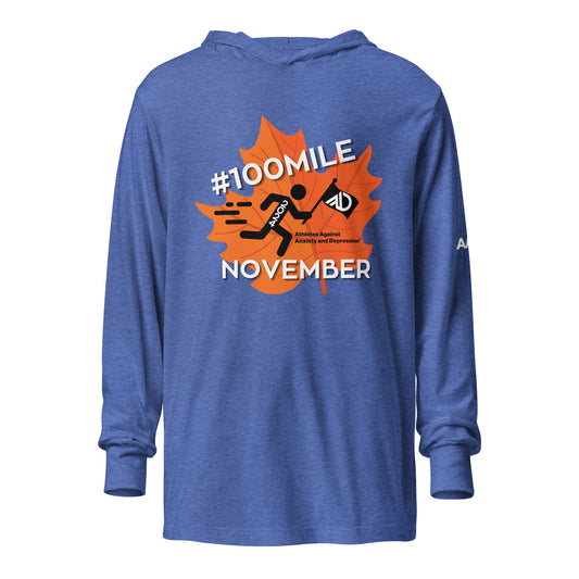 2024 #100MileNovember Unisex Hooded Long Sleeve Tee