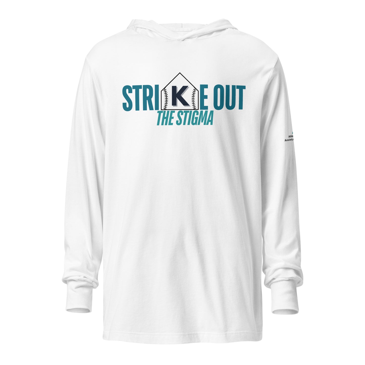 STRIKE OUT the Stigma WHITE Hooded long-sleeve tee