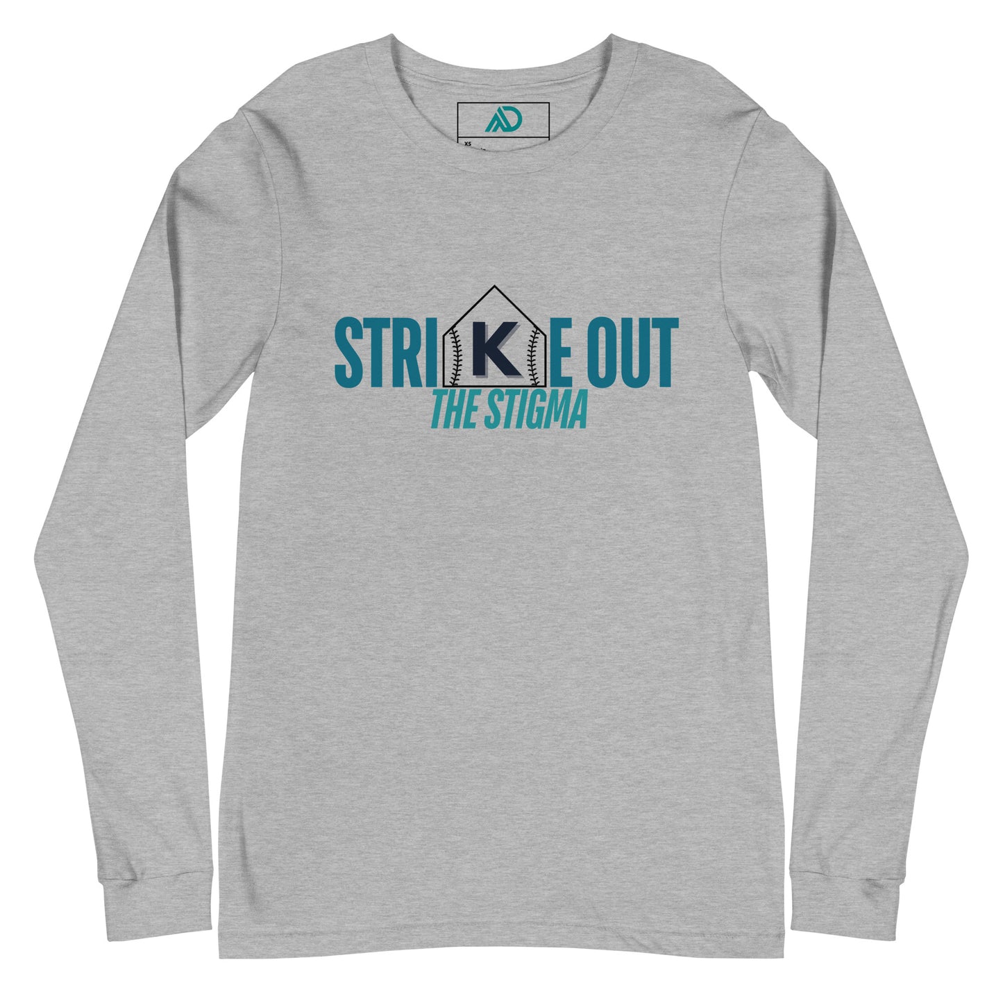 STRIKE OUT the Stigma White/Gray Unisex Long Sleeve Tee (Horizontal)