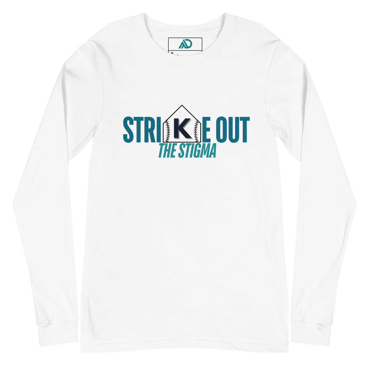 STRIKE OUT the Stigma White/Gray Unisex Long Sleeve Tee (Horizontal)